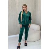 Kesi Velour set sweatshirt + trousers green Cene