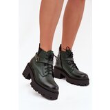Zazoo Leather Women's Block Heel Boots with Decorative Strap Insulated Cene