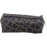  Školska pernica s jednim pretincem, zlatna srca, crna, 20x8 cm | shoptok.hr