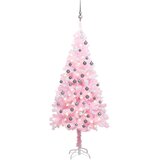  Umjetno osvijetljeno božićno drvce s kuglicama rozo 150 cm PVC | shoptok.hr