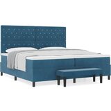  Postelja z vzmetnico z vzmetnico Temno modra 200 x 200 cm Žamet, (5000043844) | Shoptok.si