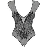 Obsessive B112 - Body brez rokavov, angelska krila, odprt vrat (črna) - XL/XXL | Shoptok.si