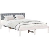  Okvir kreveta s uzglavljem Bijela i svijetlosiva 135 x 190 cm | shoptok.hr