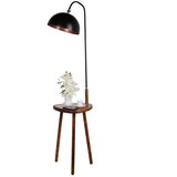 Opviq lights crna podna svjetiljka s pomoćnim stolićem Cijene