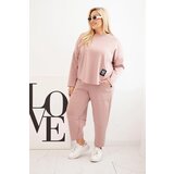 Kesi Włoski Plus Size women's set butter hoodie and pants with pockets dark pink | shoptok.hr