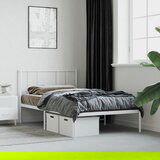 Maison Chic Kovinski Posteljni okvir - Enojna postelja - Postelja za odrasle brez vzmetnice z vzglavjem 75x190 cm, (21696332) | Shoptok.si