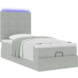 vidaXL Otomanski posteljni okvir z vzmetnicami siv 80x200 cm žamet | Shoptok.si