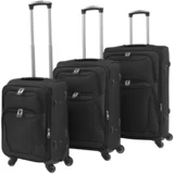 vidaXL 3 delni komplet mehkih potovalnih kovčkov črne barve
