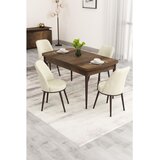 Hanah home trpezarijski set Nix, sto na razvlačenje i 4 stolice, ploča u dekoru drveta Baroque, krem tkanina Babyface | Eponuda.com
