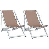  Sklopive stolice za plažu 2 kom smeđi od aluminija i tekstilena | shoptok.hr