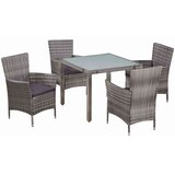  5-dijelni vrtni blagovaonski set od poliratana s jastucima sivi Siva Dužina stola 90 cm | shoptok.hr