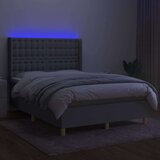  Krevet box spring s madracem LED svjetlosivi 140x200 cm tkanina | shoptok.hr