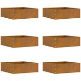 vidaXL Robovi trave 6 pcs Rjav 40 x 40 x 13 cm Vremensko odporno jeklo | Shoptok.si