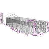 vidaXL Vanjska kućica za pse sa stazom 8x2x1,5 m pocinčani čelik | shoptok.hr