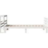  Posteljni okvir z vzglavjem bel 75x190 cm trdna borovina, (21303415) | Shoptok.si