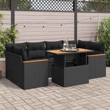  6-dijelni set vrtnih sofa s jastucima crni od poliratana bagrem | shoptok.hr