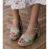 D/CEO Green eco-suede block heel sandals Dures | Shoptok.si