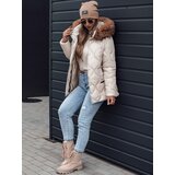 DStreet Kurtka damska zimowa LUMORE pikowana z kapturem jasno beżowa | Shoptok.si
