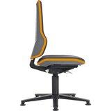bimos Vrtljiv delovni stol NEON, z drsniki, stalen stik, blago, oranžen prilagodljiv trak | Shoptok.si