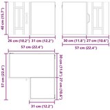 vidaXL Stenska kuhinjska omarica s polico Siva Sonoma 57 x 57 x 40 cm | Shoptok.si