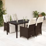  5-dijelni vrtni bistro set od poliratana s jastucima smeđi Smeđa 150 x 90 x 75 cm | shoptok.hr