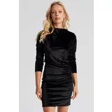 Cool & Sexy Women's Black Velvet Gathered Mini Dress GC146