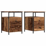 Maison Chic Dvo delni komplet Nočne omarice - Nočne mize starinski les 44x45x60 cm inženirski les, (21687806) Cene