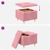  Otoman za pohranu s jastukom Ružičasta 60 x 60 x 45 cm Baršun | shoptok.hr