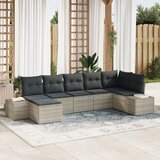 vidaXL Sjedeća garnitura za vrt 7 pcs Svjetlosiva Poli ratan | shoptok.hr
