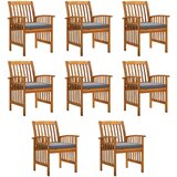  Vrtni jedilni stoli 8 kosov z blazinami trden akacijev les, (20660783) | Shoptok.si