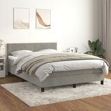 vidaXL Box spring postelja z vzmetnico svetlo siv 140x190 cm žamet | Shoptok.si