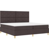  Krevet s Podnicom i Madracem &amp LED Tamnosmeđa 200x200 cm Tkanina | shoptok.hr