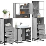 vidaXL 4-dijelni set kupaonskog namještaja siva boja hrasta drveni | shoptok.hr