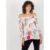 Fashionhunters Lady's blouse with floral pattern - white