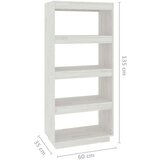 vidaXL knjižna omara za razdelitev prostora bela 60x35x135 cm borovina | Shoptok.si