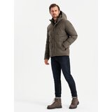 Ombre Men's lightweight jacket with hood and mesh lining - olive | shoptok.hr
