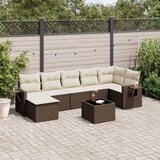  8-dijelni set vrtnih sofa s jastucima smeđi od poliratana | shoptok.hr