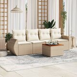  The Living Store Vrtna sedežna garnitura 5-delna z blazinami bež poli ratan - Vrtna Sedežna Garniture, (21449349) | Shoptok.si
