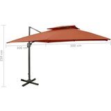 vidaXL konzolni suncobran s dvostrukim vrhom 300 x 300 cm terakota | shoptok.hr