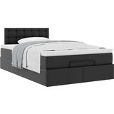 vidaXL Otomanski posteljni okvir z vzmetnico črn 120x190 cm um. usnje | Shoptok.si