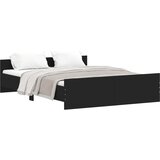  The Living Store Posteljni okvir z vzglavjem in vznožjem črn 160x200 cm - Posteljni Okvir, (21452237) | Shoptok.si