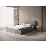Micadoni Siva oblazinjena zakonska postelja s prostorom za shranjevanje/brez vzglavja z letvenim dnom 140x200 cm Susan – | Shoptok.si