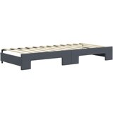vidaXL Izvlečna dnevna postelja z vzmetnico tem. siva 90x200 cm žamet | Shoptok.si