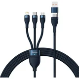 USB kabel 3u1 Flash Series II USB A to Micro + Lightning 8-pin + Type C 100W 1.2m plavi