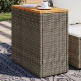  The Living Store Vrtna miza z leseno mizno ploščo siva 58x27,5x55 cm poli ratan - Vrtna Stranska Mizica, (21466792) Cene