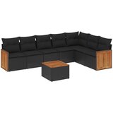 Maison Chic Seti vrtnega pohištva - Vrtna garnitura - Vrtni pohištvo set 8-delna z blazinami črn poli ratan, (21799149) | Shoptok.si