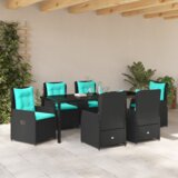  Set za Jelo za Vrt od 7 Dijelova Crni Polu Ratan | shoptok.hr