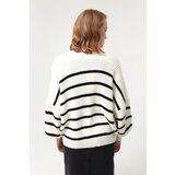 Lafaba Women's White Oversize Striped Knitwear Cardigan | shoptok.hr
