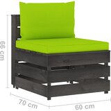  Modularna srednja sofa s jastucima od sivo impregniranog drva Zelena | shoptok.hr