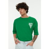 Trendyol Green Men's Oversize Short Sleeve Printed T-Shirt Cene